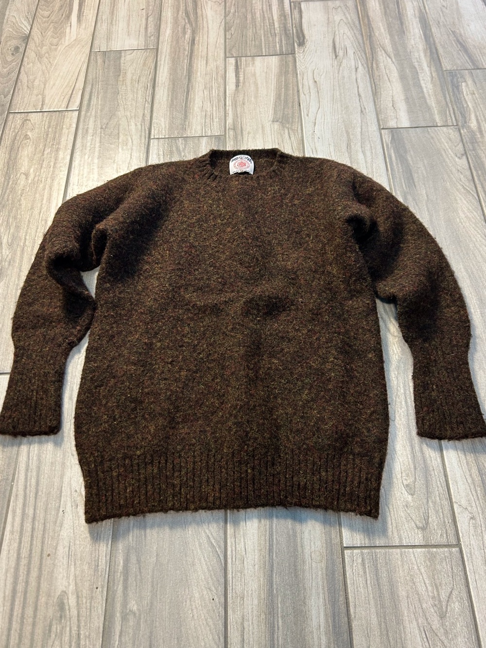 J. Press Shaggy Dog Classic Brown Crewneck Women’s Sweater 100% Shetland Wool XL